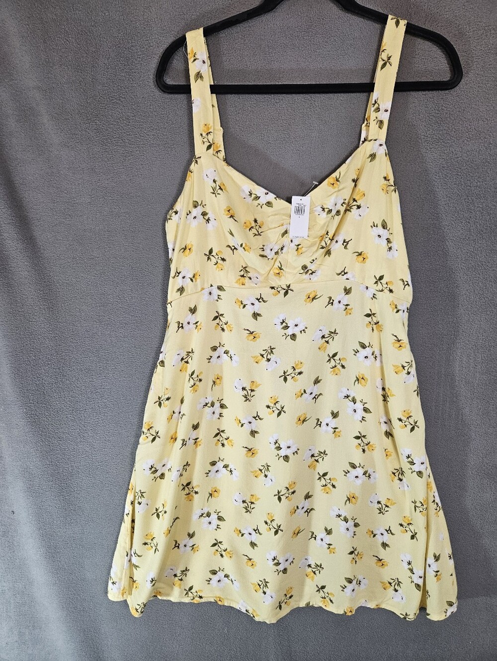 Old Navy Womens Large Midi Dress Yellow Floral Sweetheart Tropical Tank NWT